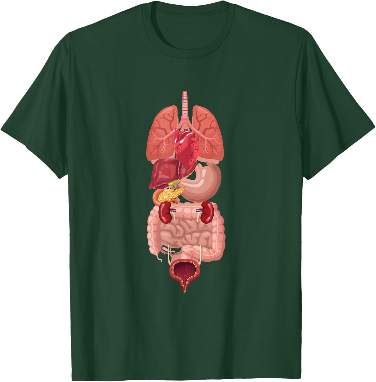 Human Body Anatomy: Illustrated Internal Organs T-Shirt - T-Shirt | Forest