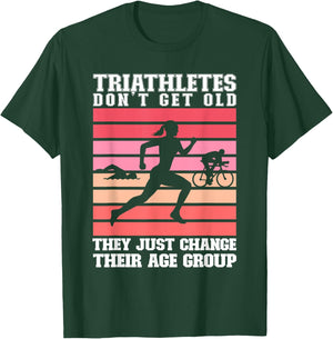 Women Triathletes Swim Bike Run Age Group Triathlon T-Shirt - T-Shirt | Forest