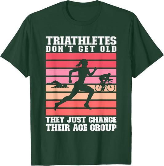 Women Triathletes Swim Bike Run Age Group Triathlon T-Shirt - T-Shirt | Forest