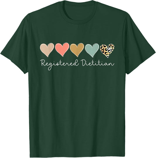 Registered Dietitian Leopard Heart valentine's Day Nurse T-Shirt - T-Shirt | Forest