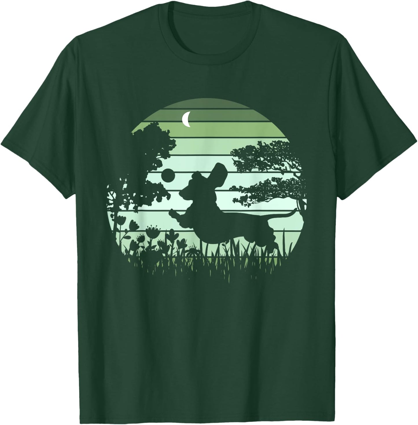 Dachshund Wiener Dog Sunset Garden Nature Lover Men Women Girls Kids T-Shirt - T-Shirt | Forest