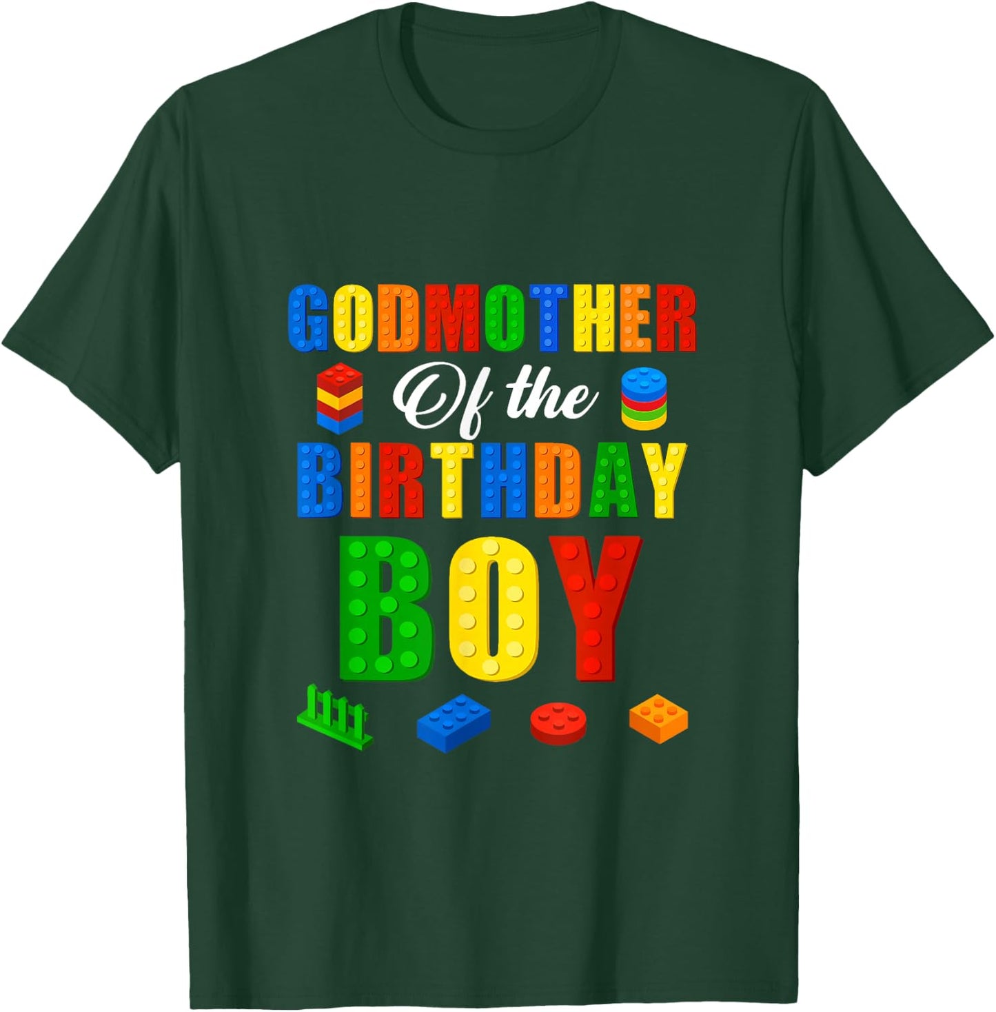Godmother Birthday Boy Master Builder Building Bricks Blocks T-Shirt - T-Shirt | Forest