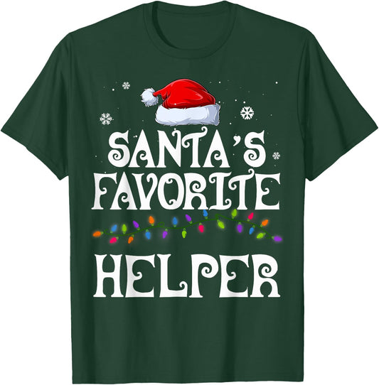 Funny Santa's Favorite Helper Family Matching Christmas T-Shirt - T-Shirt | Forest