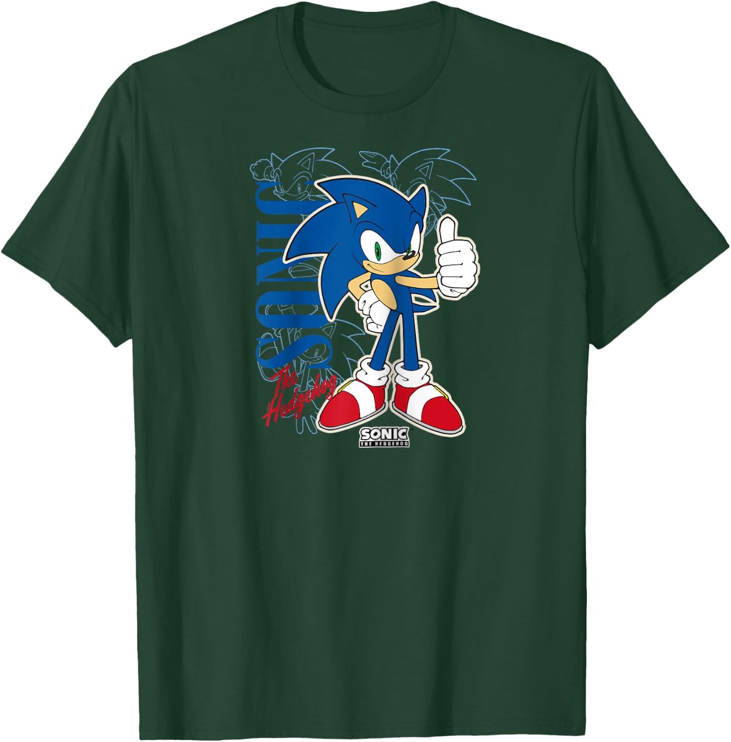 Sonic The Hedgehog Thumbs Up Retro Shot Raglan Baseball T-Shirt - T-Shirt | Forest