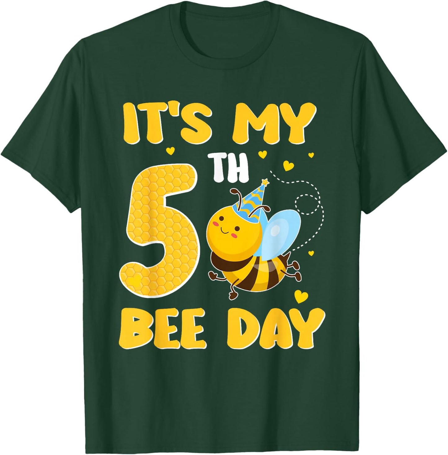 It's My 5 Year Old Birthday Bee Day 5th Party T-Shirt - T-Shirt | Forest