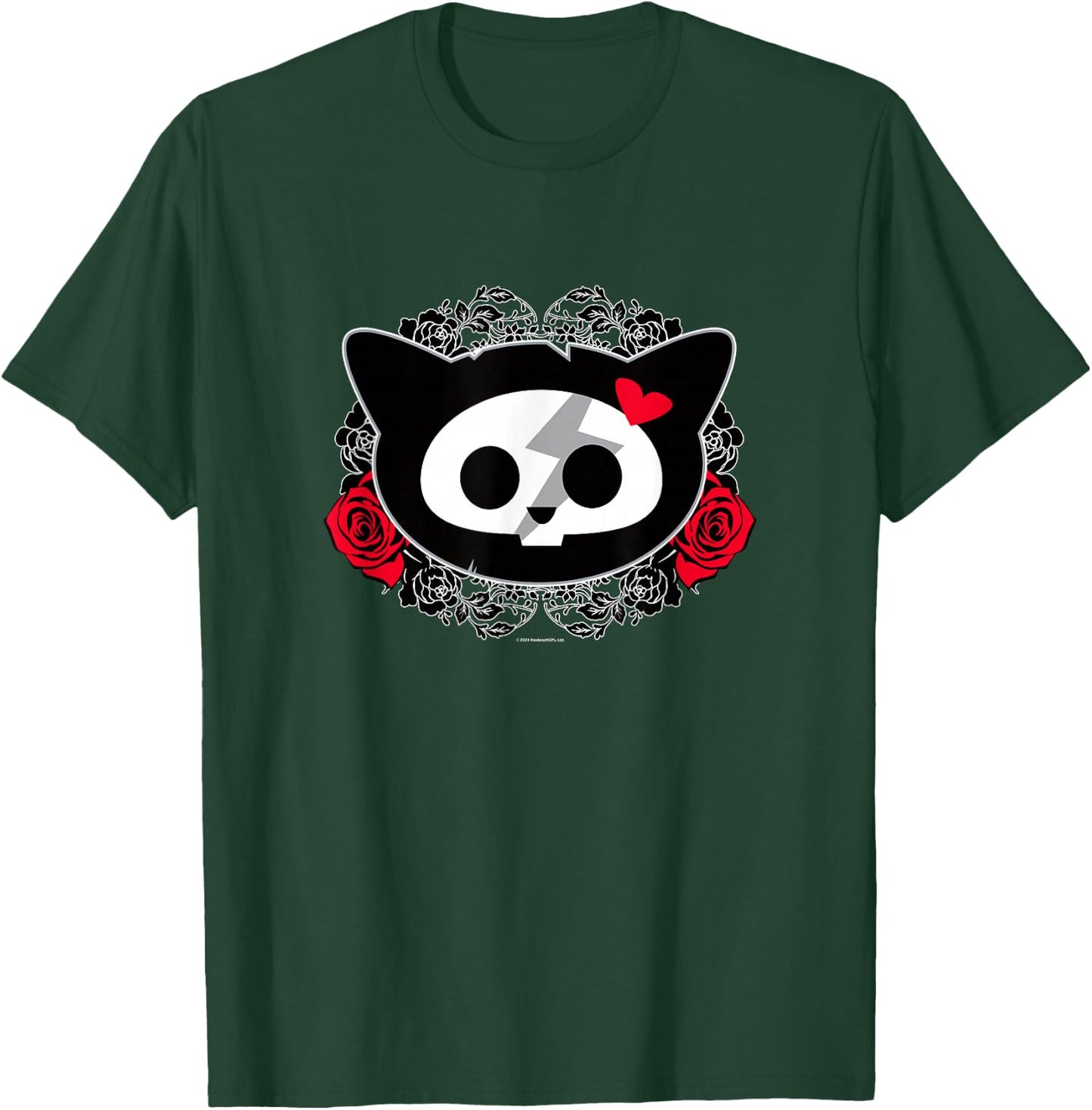 Skelanimals Kit Cat Floral Rose & Hearts Vintage Big Face T-Shirt - T-Shirt | Forest