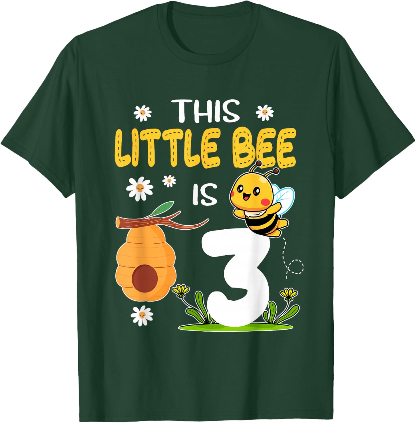 This Little Bee Is 3 Year Old Birthday 3rd Party Bee Kids T-Shirt - T-Shirt | Forest