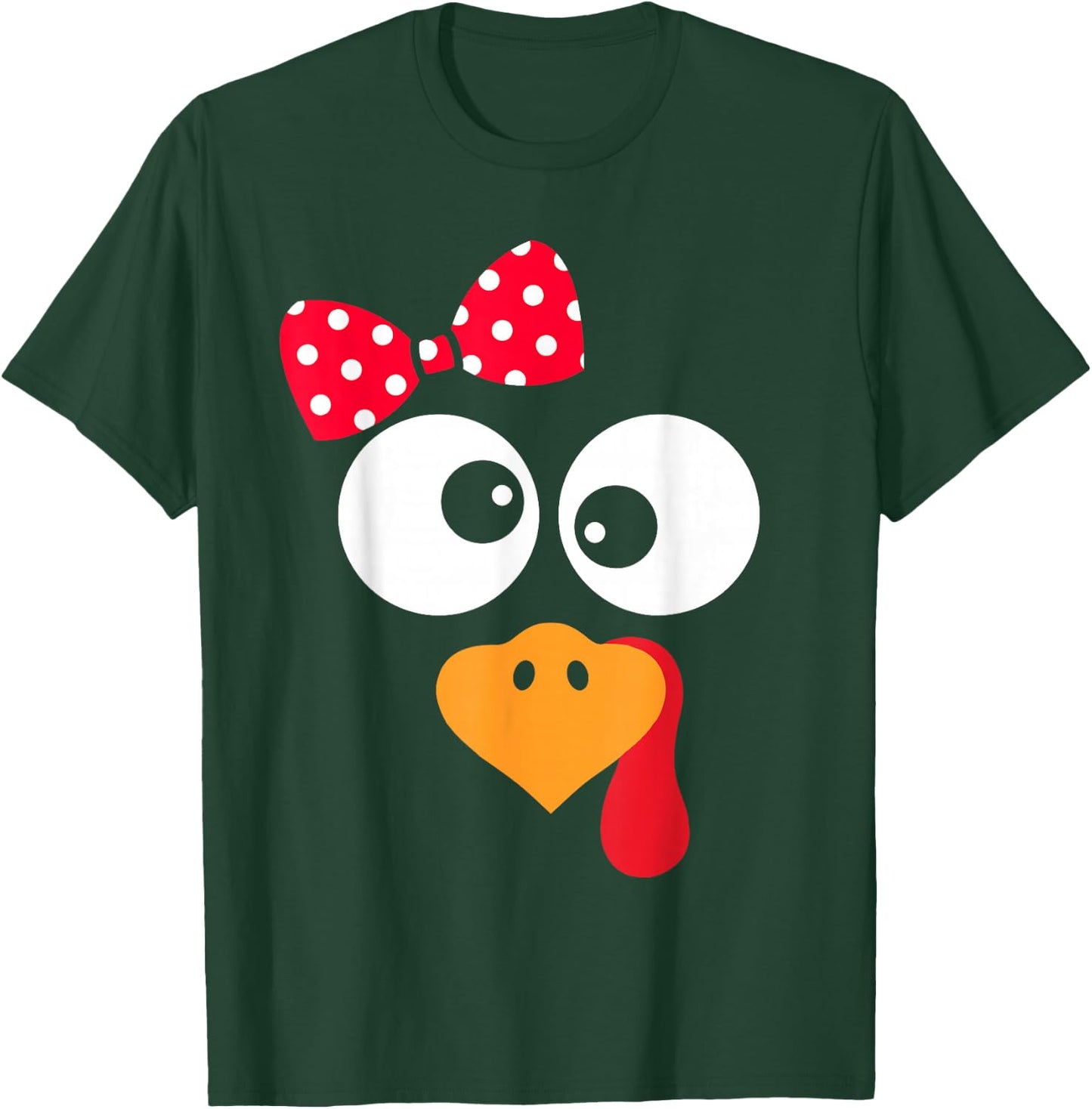 Thanksgiving Funny Turkey Face Costume Outfit Girls T-Shirt - T-Shirt | Forest