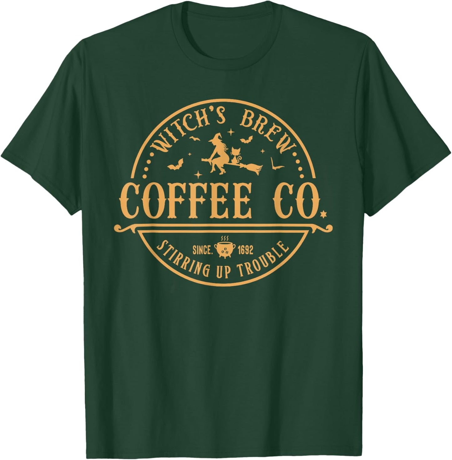 Witch's Brew Coffee Co Stirring Up Trouble Funny Halloween T-Shirt - T-Shirt | Forest