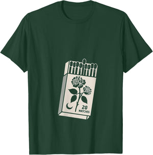 Women's Vintage Matches & Rose Matchbox Retro 20 Matches Moon Art V-Neck T-Shirt - T-Shirt | Forest