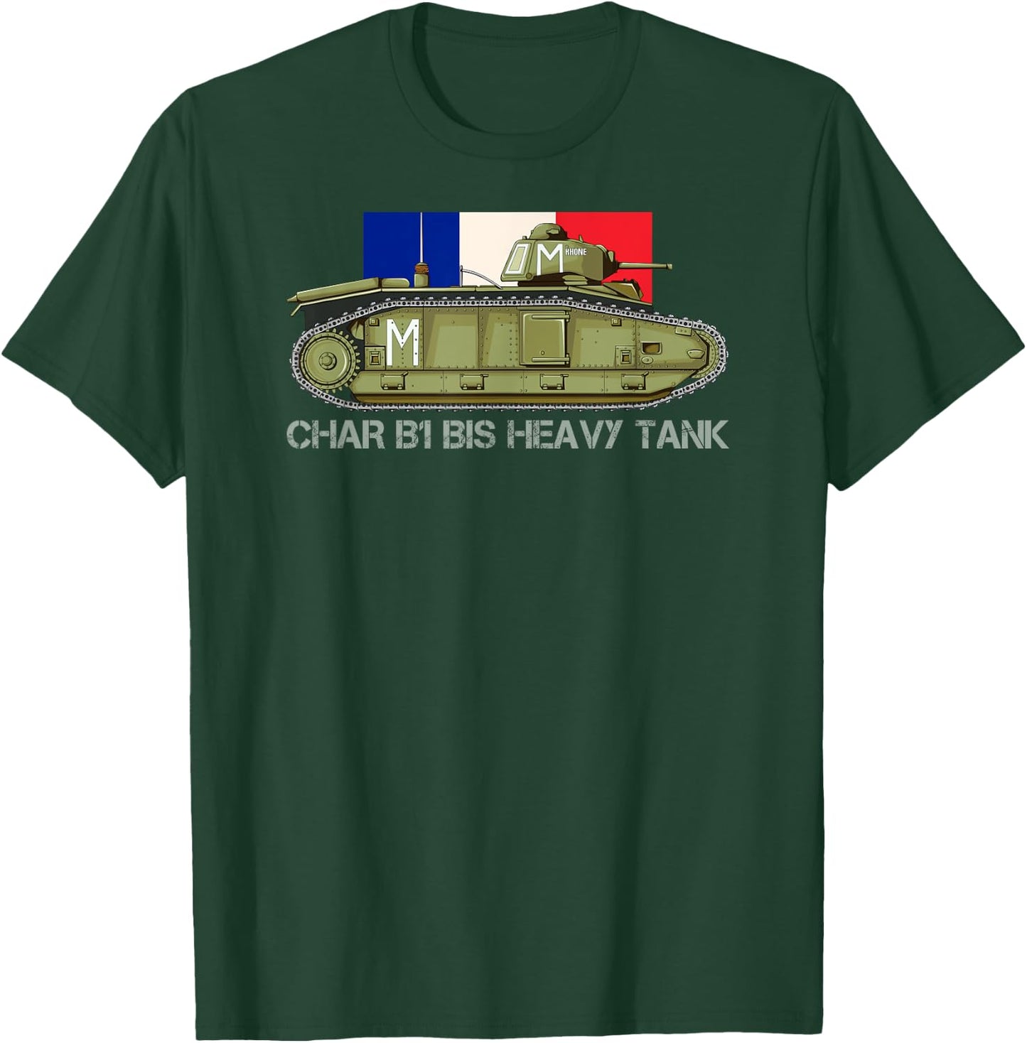 Flag Tank B1 to French Heavy Tank WW2 Tanks , Black, S T-Shirt - T-Shirt | Forest