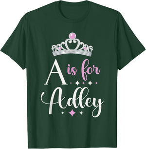 First Name Adley Personalized A Is For Adley T-Shirt - T-Shirt | Forest