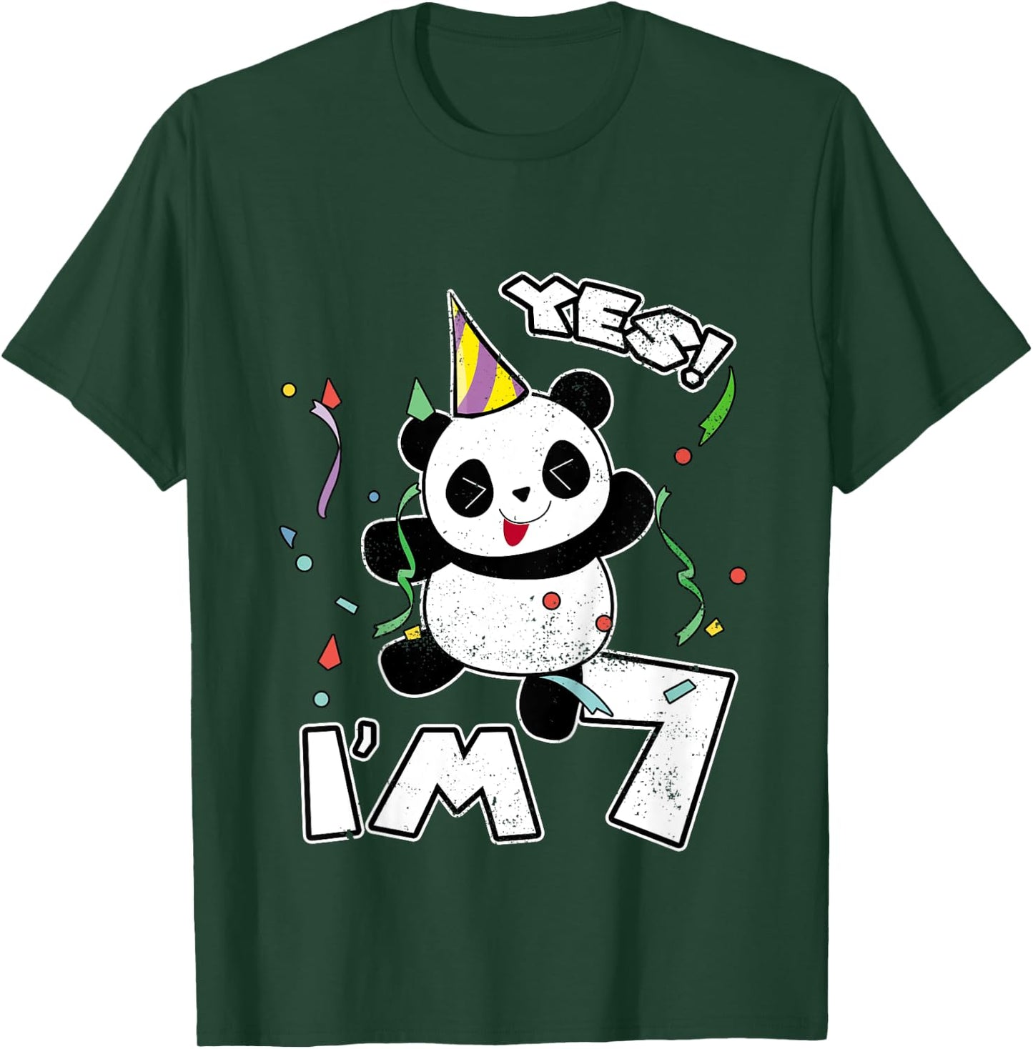 7th Birthday Panda Party Yes I'm 7 Years Old Gift T-Shirt - T-Shirt | Forest