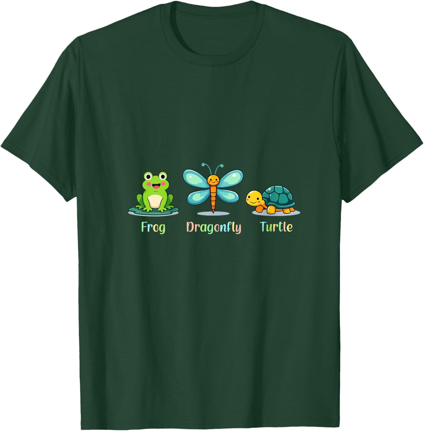 Funny Cute Frog Dragonfly Turtle Adorable Outdoor Animals V-Neck T-Shirt - T-Shirt | Forest
