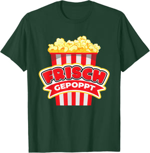 Frisch Gepoppt I Funny Sexy Popcorn Sarcasm Irony Fun , black T-Shirt - T-Shirt | Forest