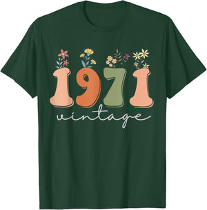 Vintage 1971 Wildflowers 52 Years Old 52nd Birthday Women T-Shirt - T-Shirt | Forest