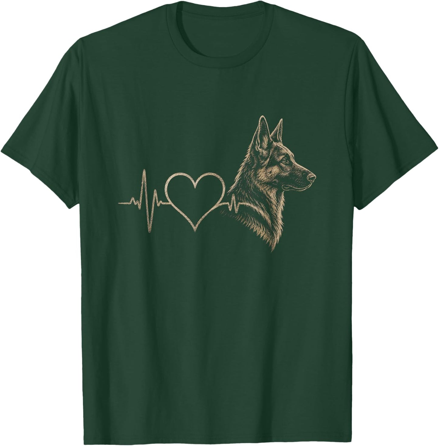 German Shepherd Heartbeat Artwork Design T-Shirt - T-Shirt | Forest