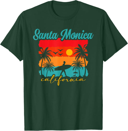 Santa Monica California Surfing Adventure , Black, S T-Shirt - T-Shirt | Forest