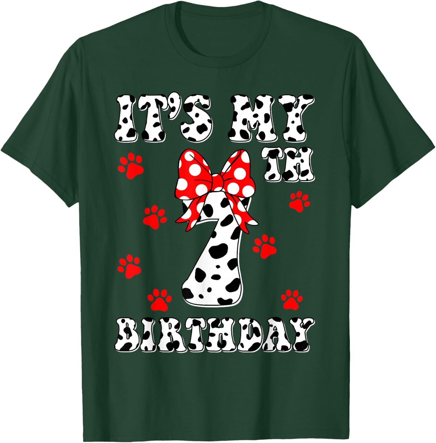 I'm 7 Years Old Kids Dalmatian It's My Birthday Boy Girl T-Shirt - T-Shirt | Forest