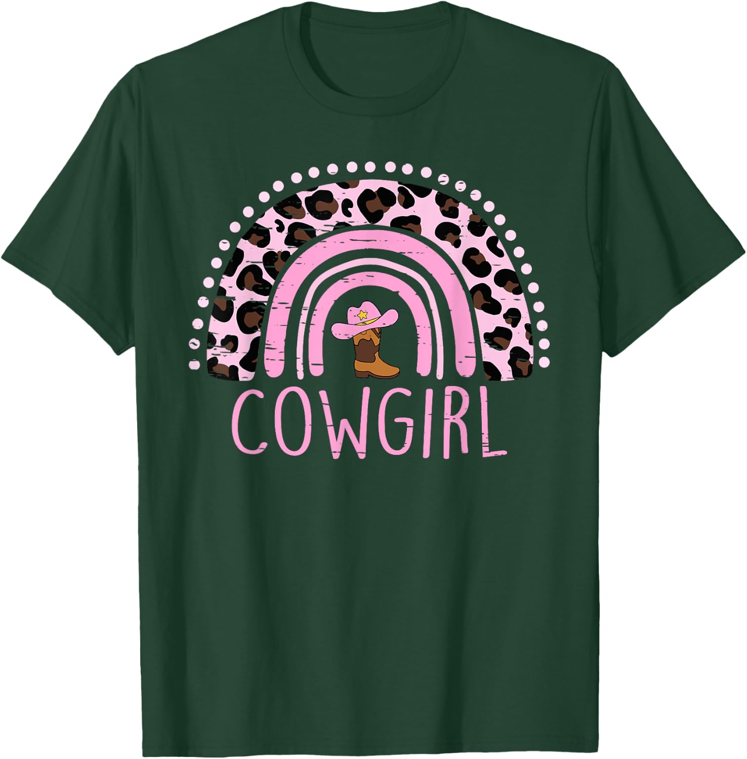 Cowgirl Leopard Rainbow Boots Women Teens Girls Kids Toddler T-Shirt - T-Shirt | Forest