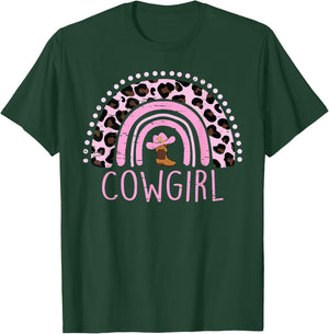 Cowgirl Leopard Rainbow Boots Women Teens Girls Kids Toddler T-Shirt - T-Shirt | Forest