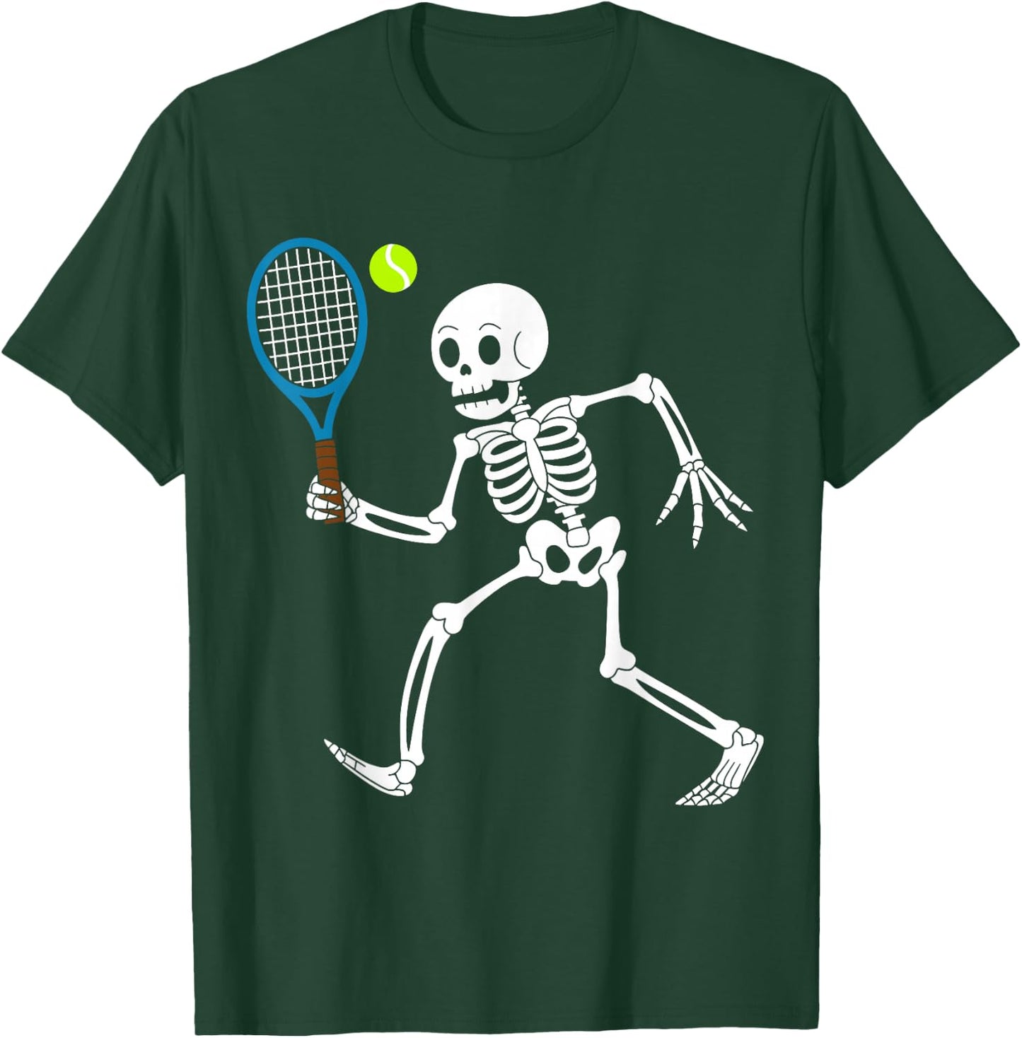 Funny Skeleton Playing Tennis Lovers Spooky Halloween Player T-Shirt - T-Shirt | Forest