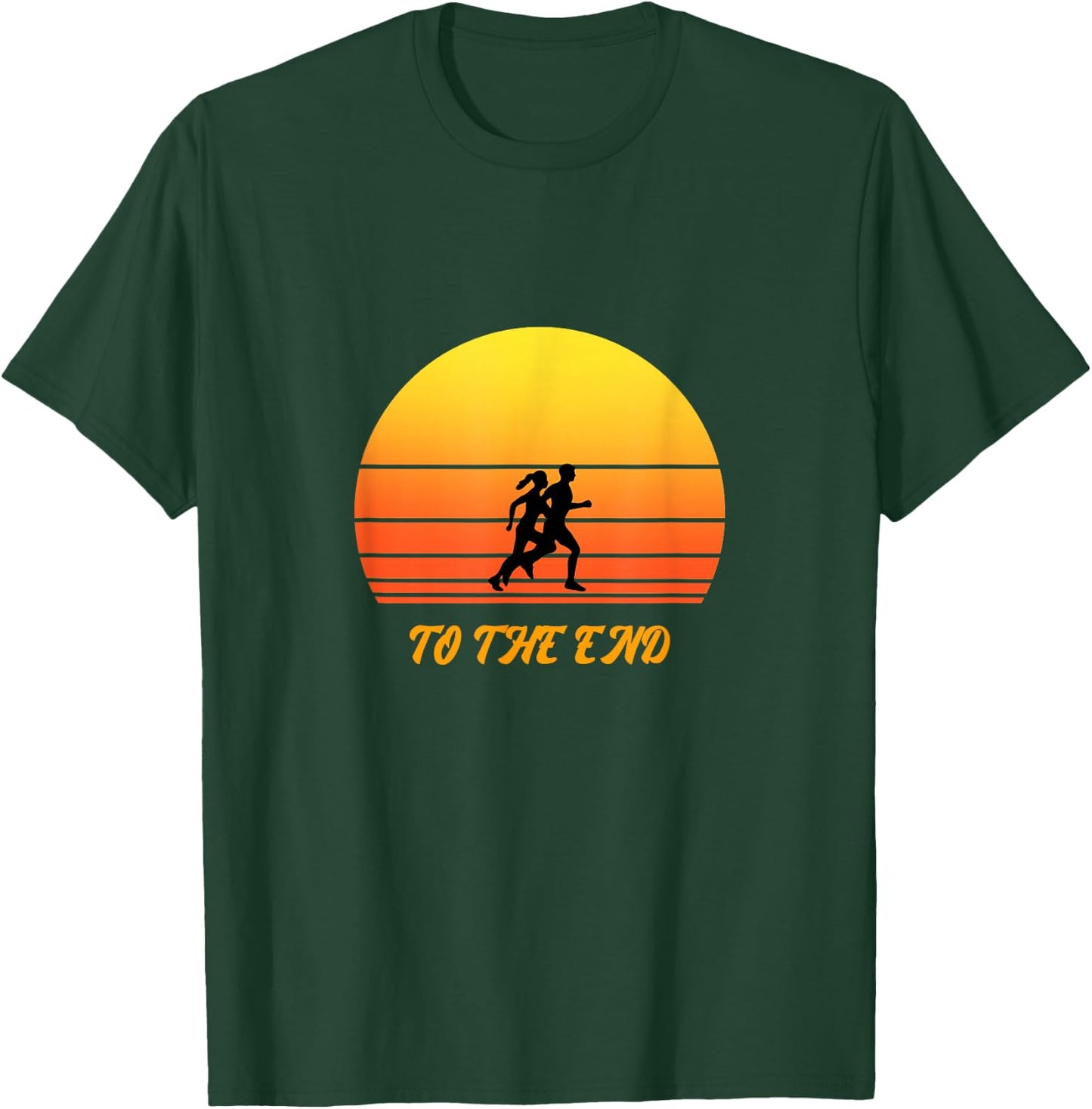 Sunset Design of to the End Running Couple Graphic T-Shirt - T-Shirt | Forest