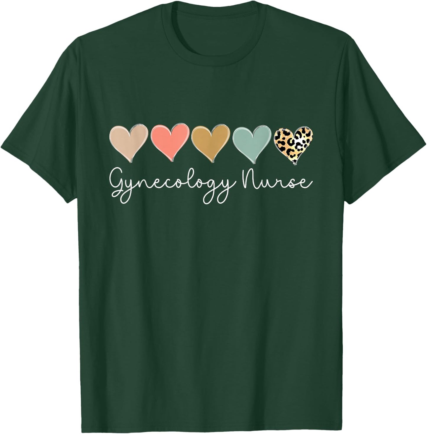 Gynecology Nurse Leopard Heart, valentine's Day Nursing T-Shirt - T-Shirt | Forest