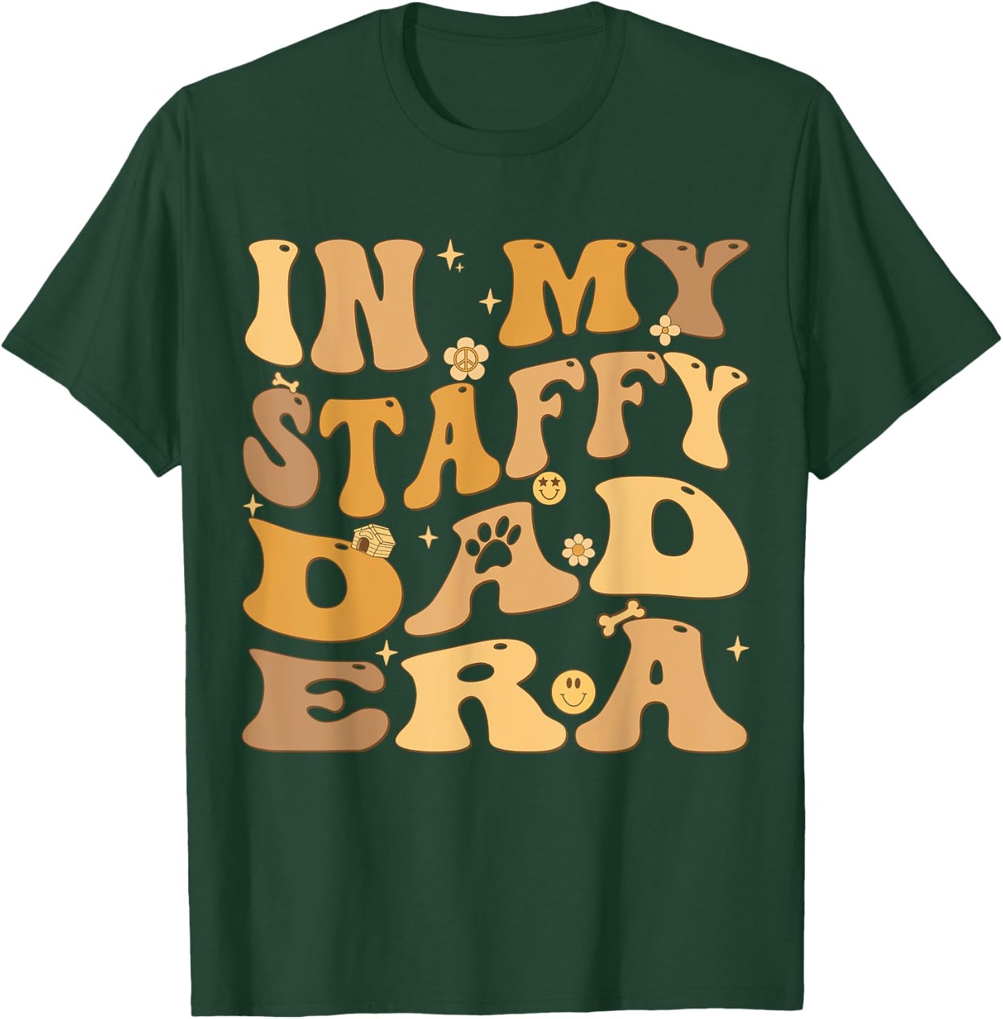In My Staffy Dad Era Groovy Staffordshire Bull Terrier Dog Men Women Kids T-Shirt - T-Shirt | Forest