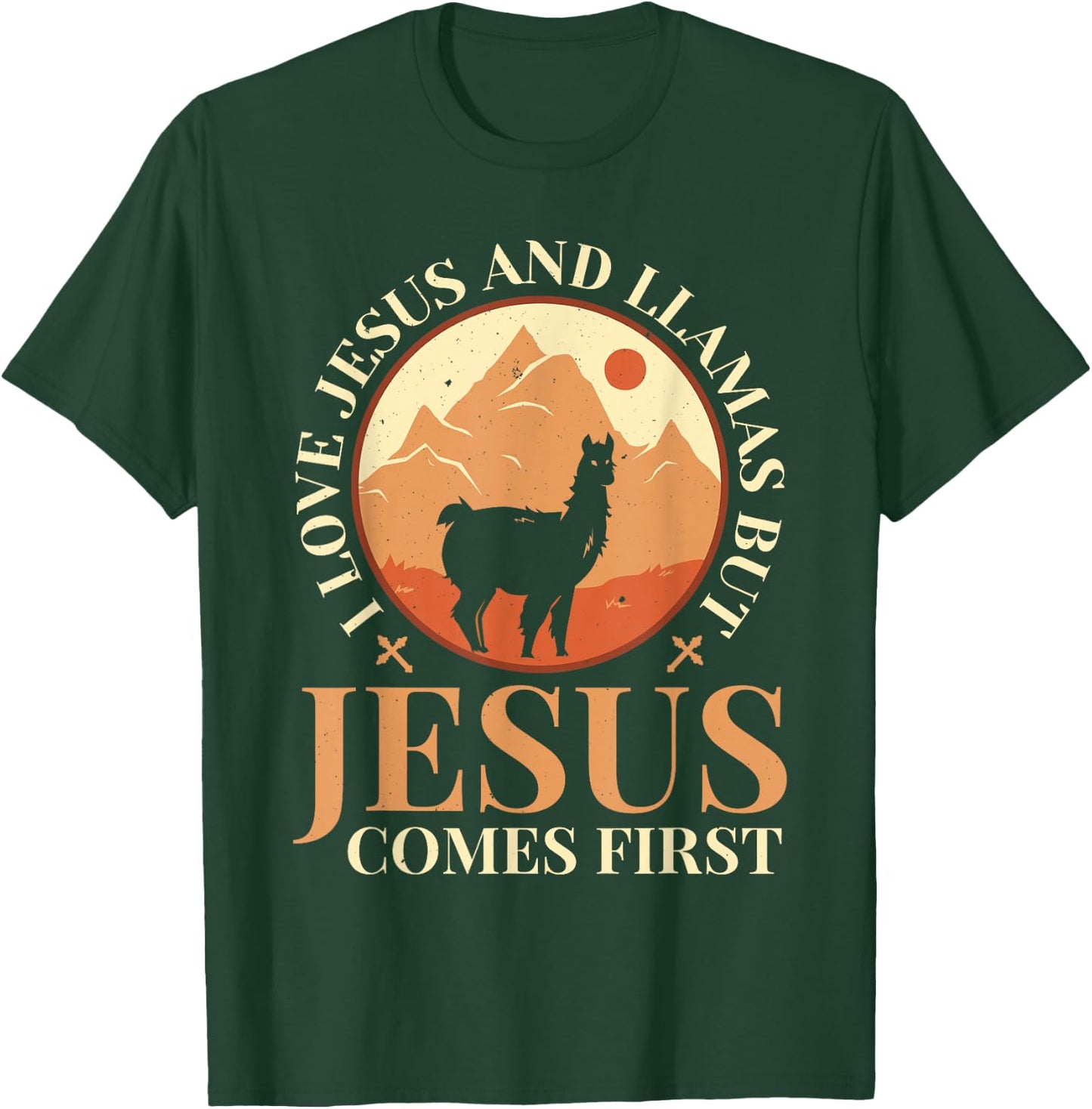 Llamas Lover Christian Religion Faith Jesus Catholic T-Shirt - T-Shirt | Forest