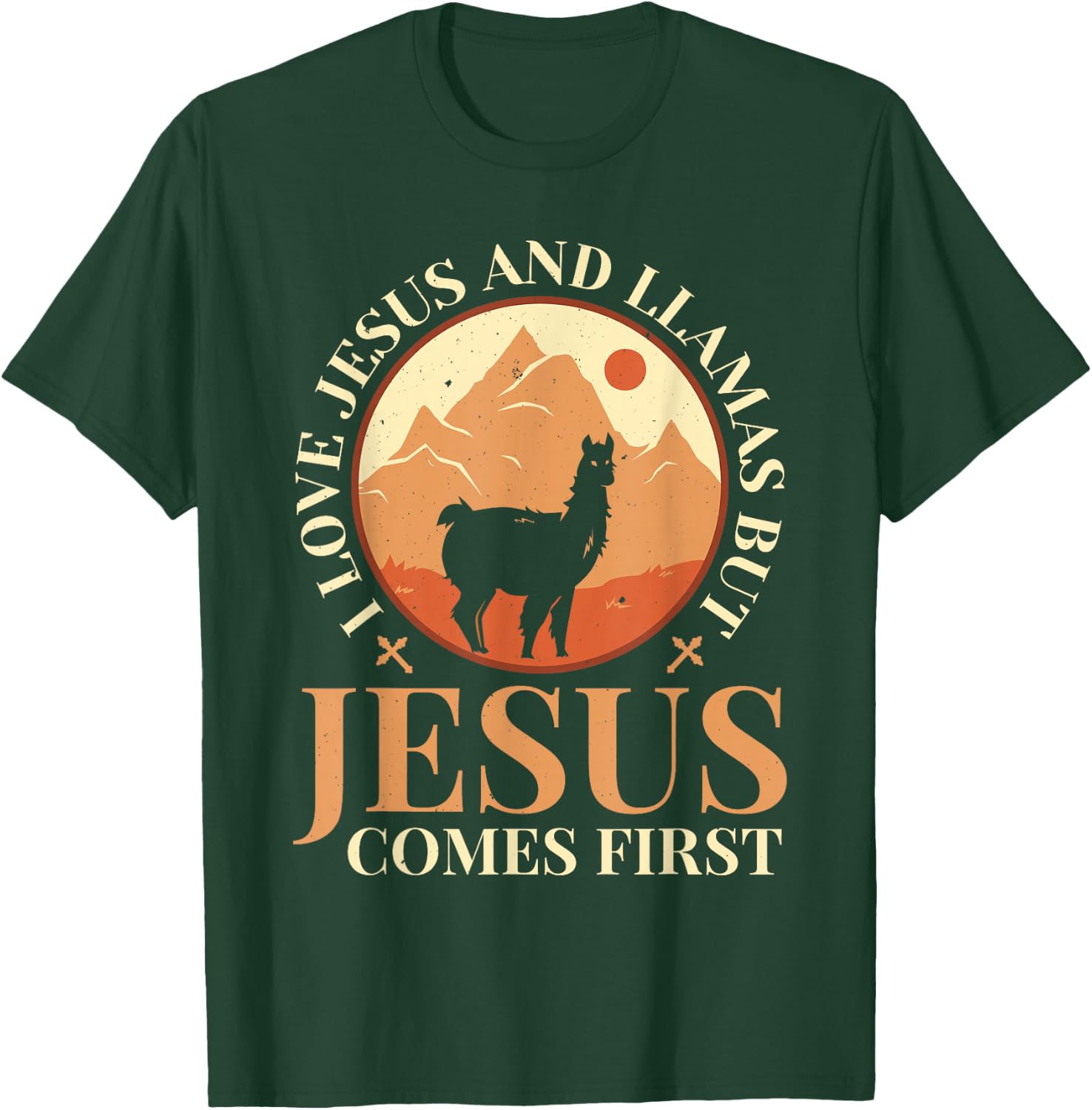 Llamas Lover Christian Religion Faith Jesus Catholic T-Shirt - T-Shirt | Forest