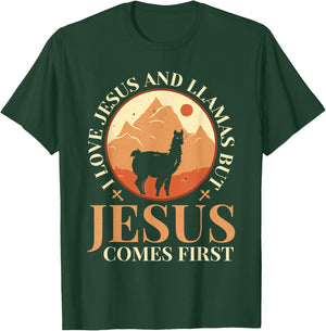 Llamas Lover Christian Religion Faith Jesus Catholic T-Shirt - T-Shirt | Forest