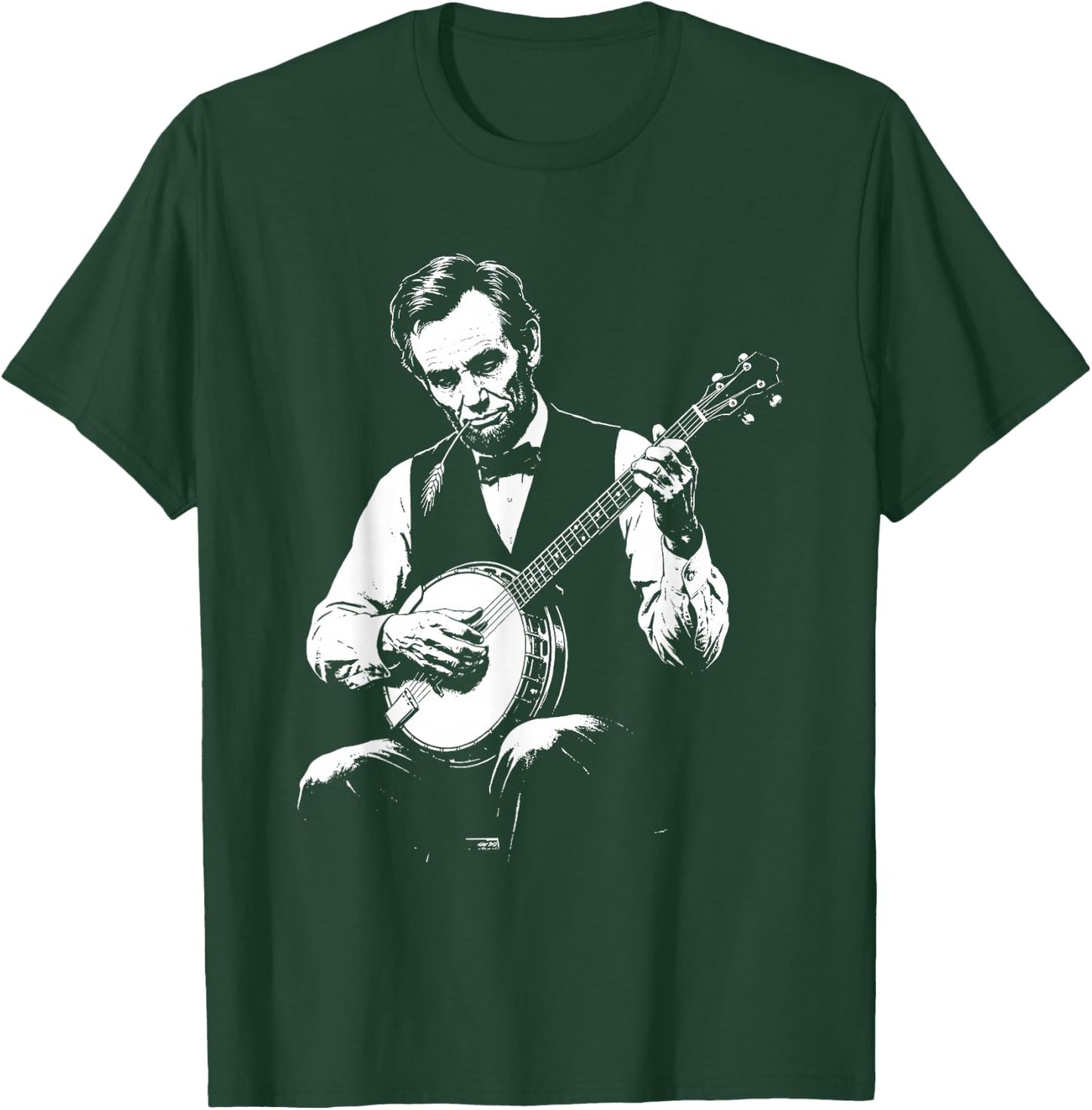 Abraham Lincoln Playing Banjo Retro Vintage Abe Lincoln T-Shirt - T-Shirt | Forest