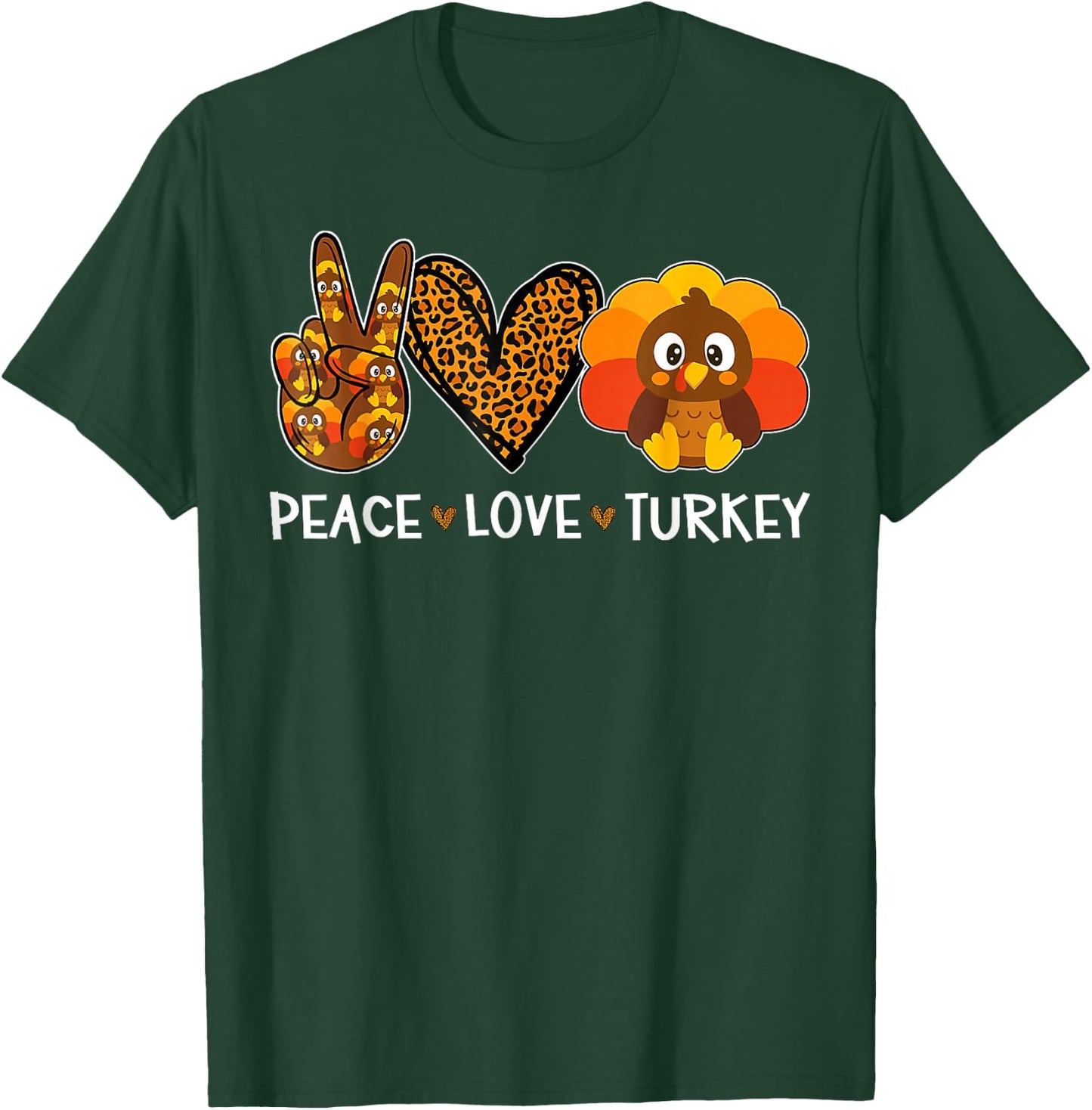 Peace Love Turkey Little Pilgrim Gift Boy Thanksgiving T-Shirt - T-Shirt | Forest