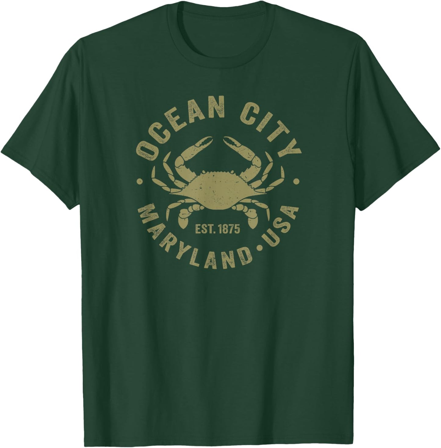 Ocean City Maryland Crab Retro Throwback Men Women Souvenir T-Shirt - T-Shirt | Forest