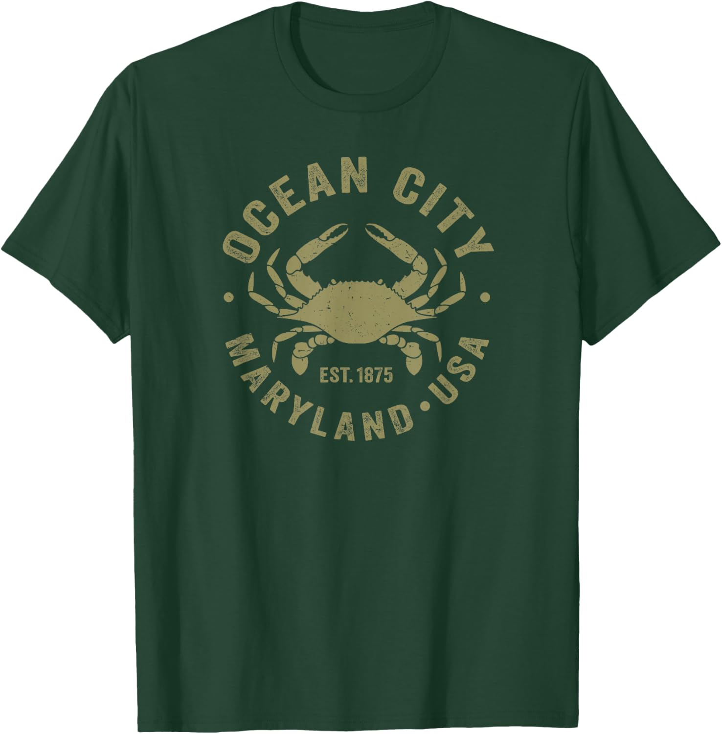 Ocean City Maryland Crab Retro Throwback Men Women Souvenir T-Shirt - T-Shirt | Forest