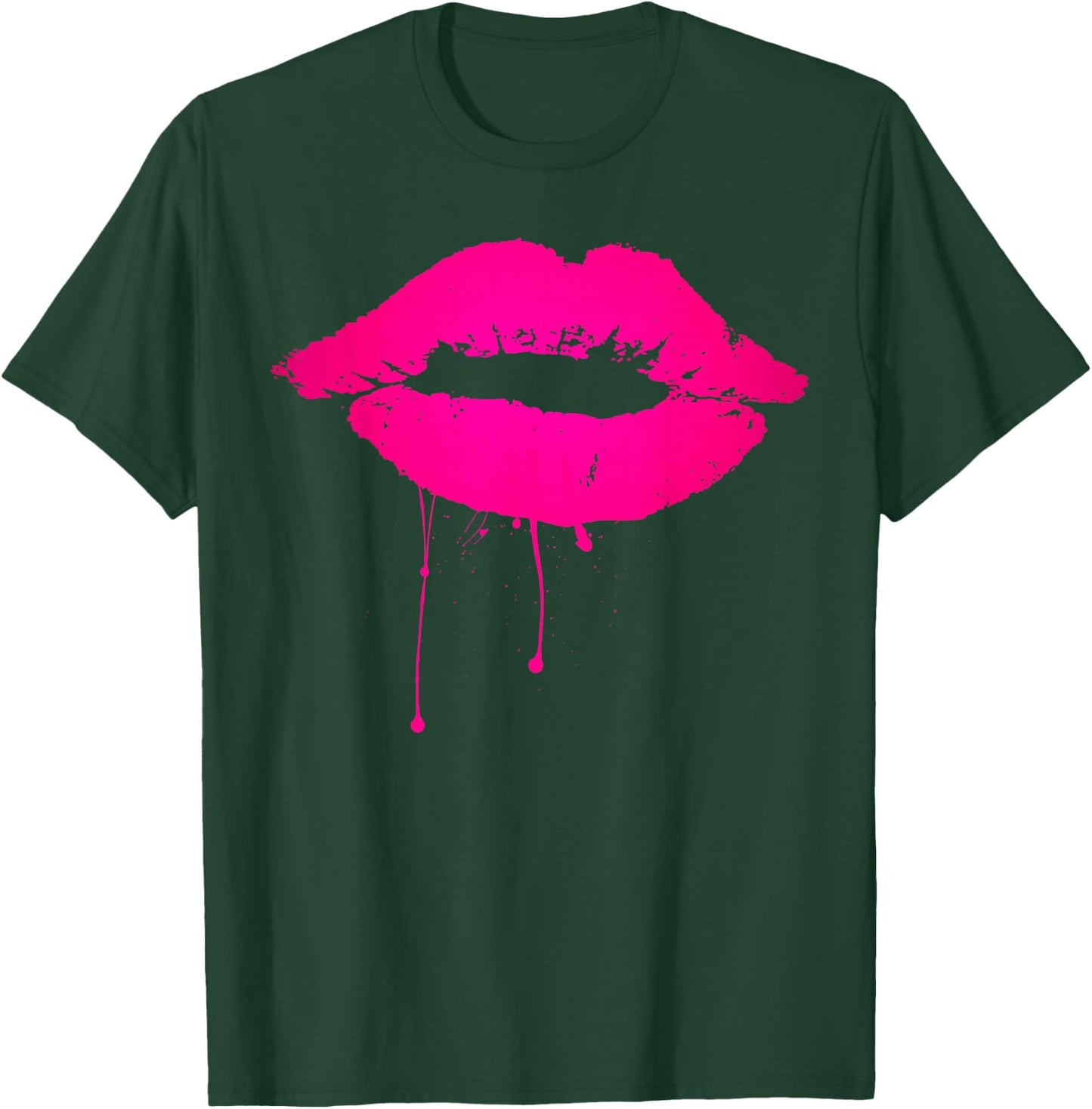Sexy Pink Hot Lips T Shirt: Neon 80s Lipstick Kiss Party T-Shirt - T-Shirt | Forest