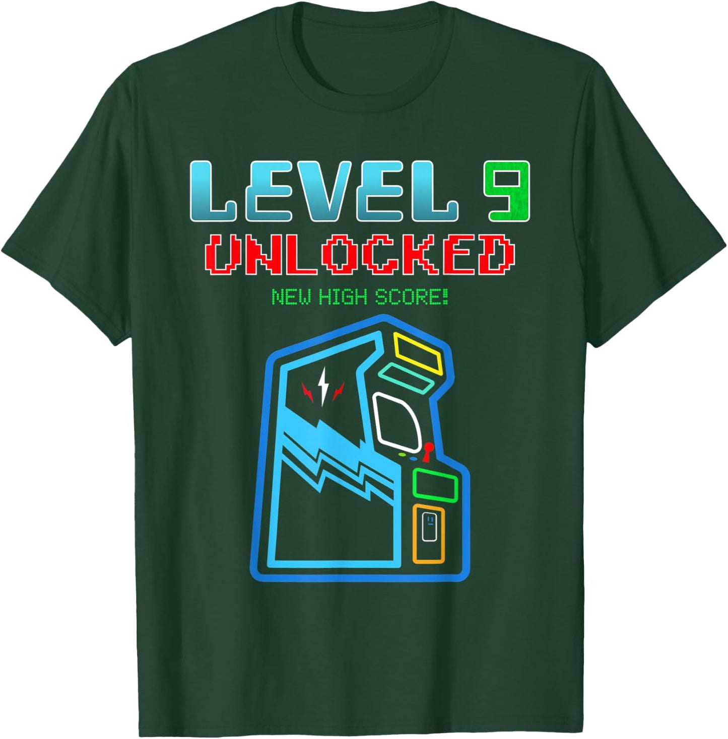 Level 9 Unlocked New High Score Arcade Game Birthday T-Shirt - T-Shirt | Forest