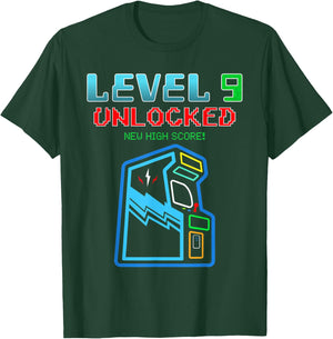 Level 9 Unlocked New High Score Arcade Game Birthday T-Shirt - T-Shirt | Forest