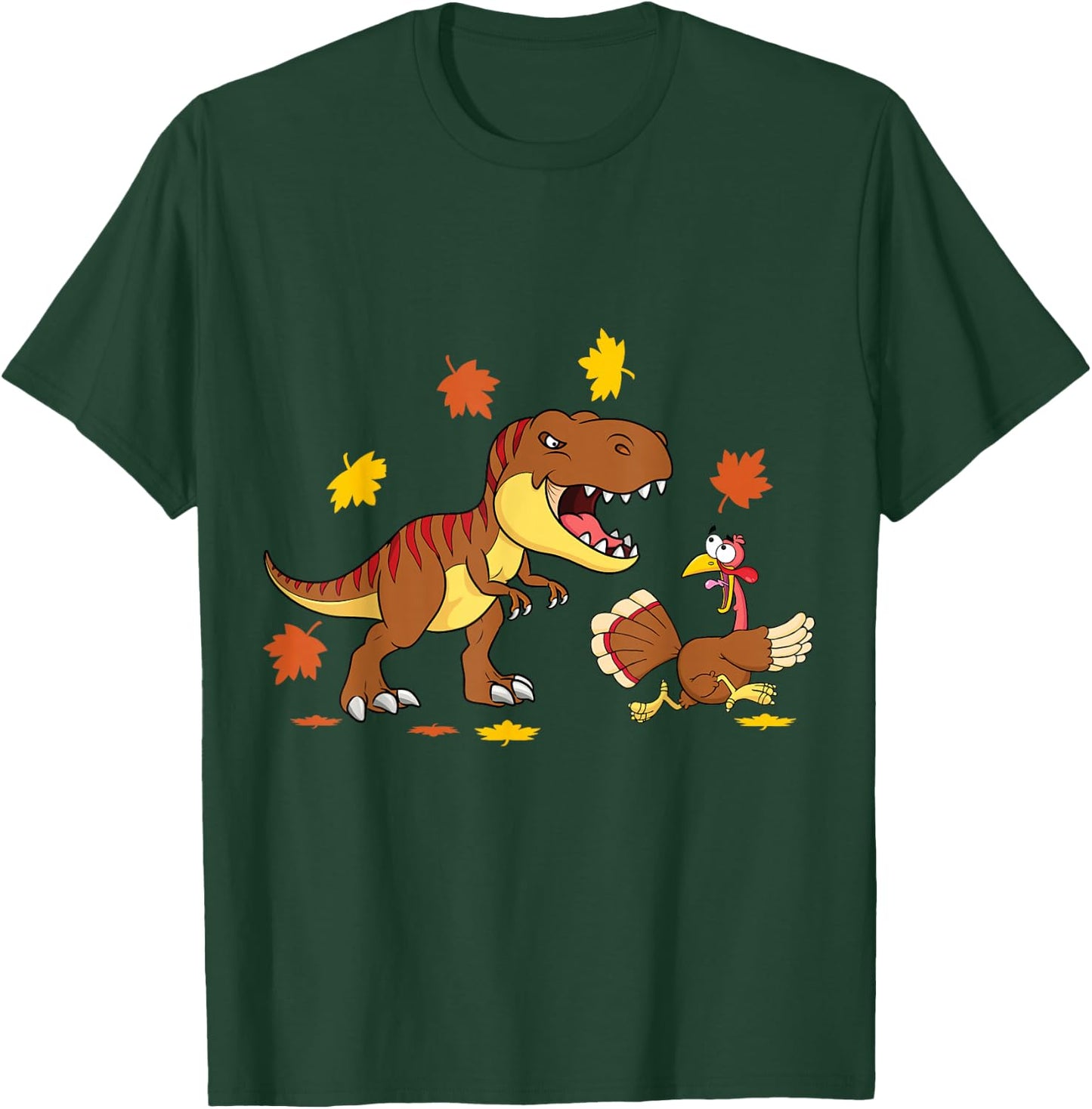 Turkey & T Rex Thanksgiving Funny Gift Kids Boys Girls T-Shirt - T-Shirt | Forest