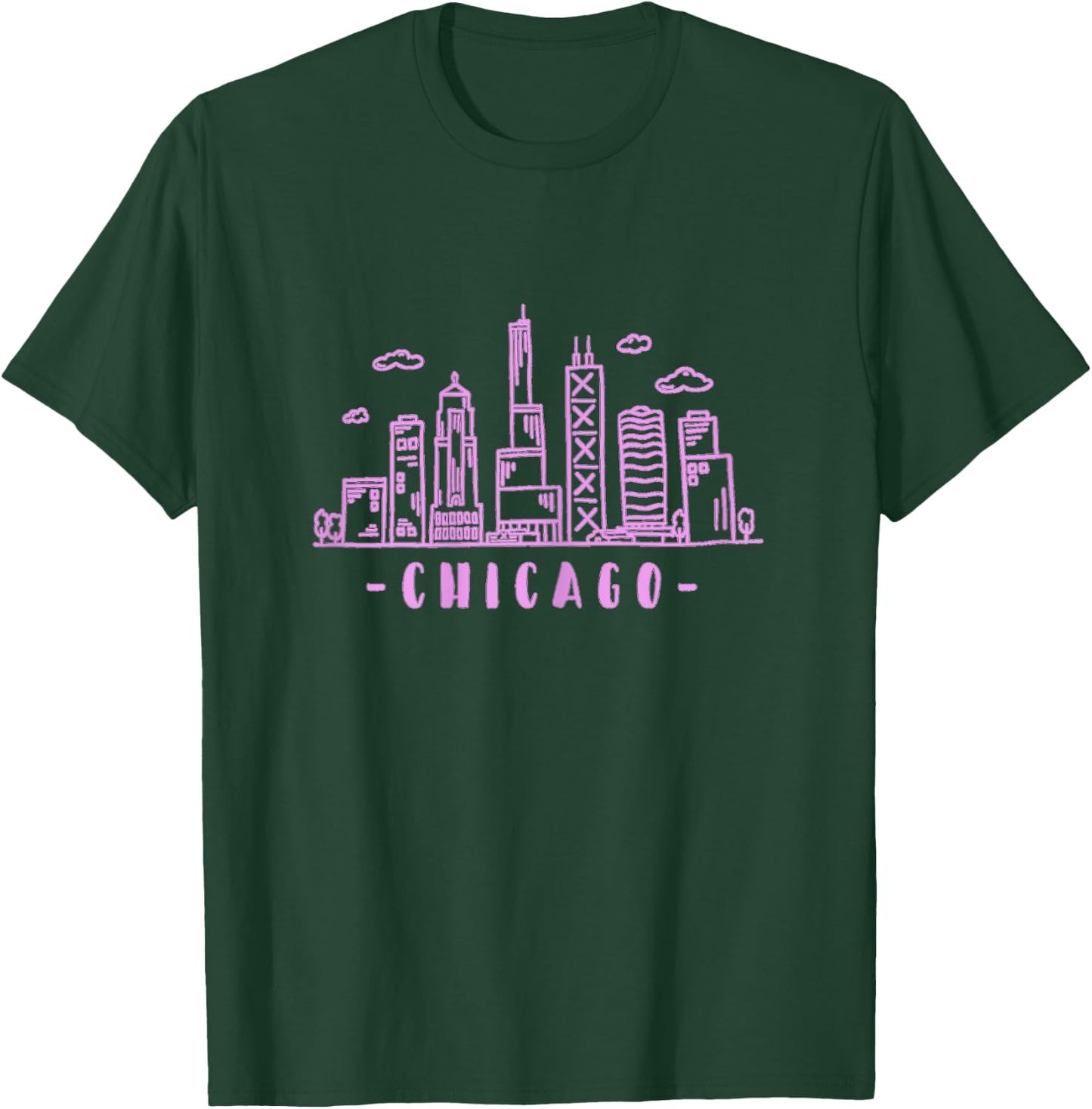 Chicago Skyline Illinois Vintage T-Shirt - T-Shirt | Forest