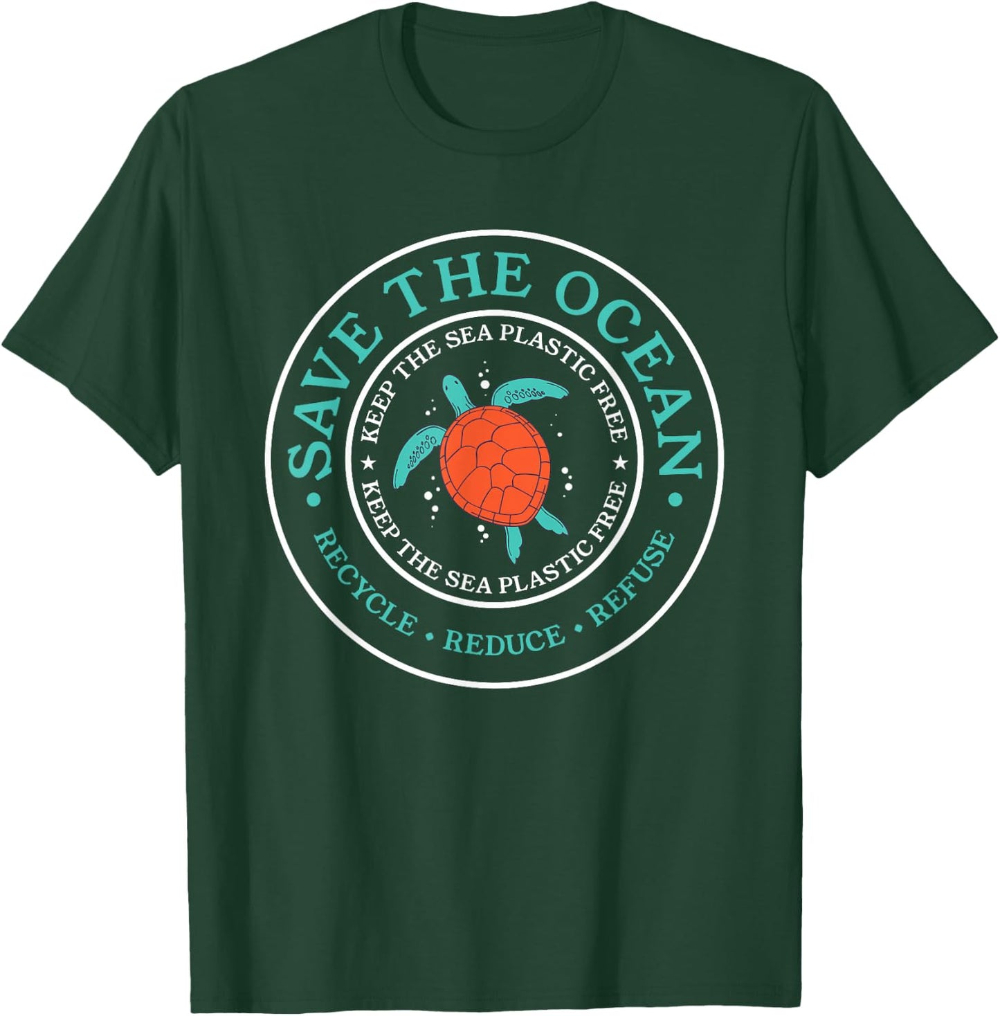 Save The Ocean Lovely Earth Day Sea Kunststoffstrohhalm frei T-Shirt - T-Shirt | Forest