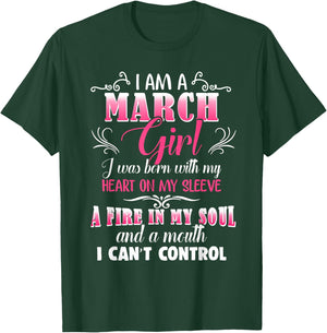 Mouth I Can't Control March Girls Funny Facts Birthday March T-Shirt - T-Shirt | Forest