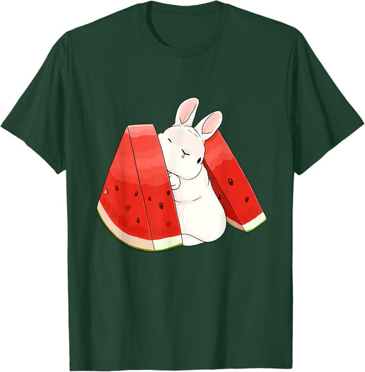 Cute Little Bunny Between Watermelon T-Shirt - T-Shirt | Forest