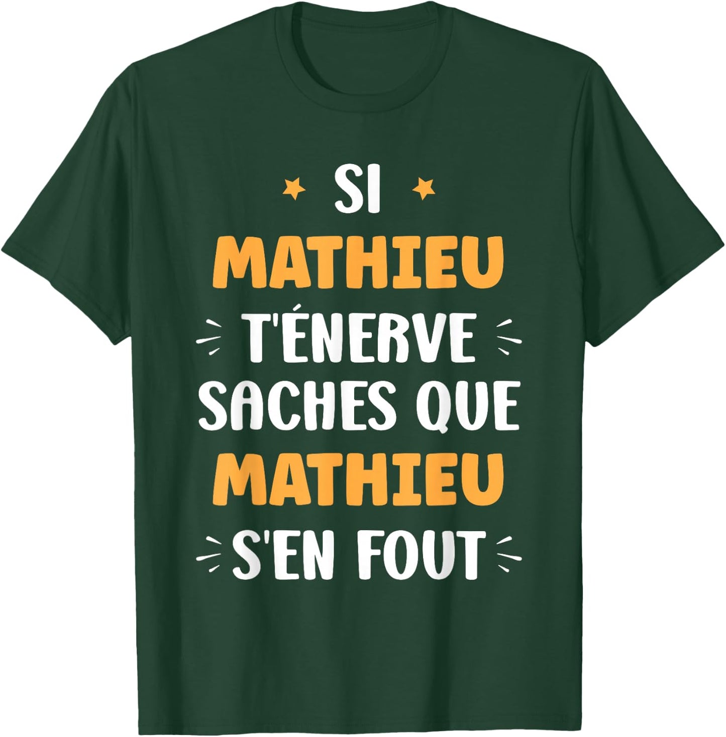 Nom Si Mathieu t'énerve Humour Mathieu , Black, S T-Shirt - T-Shirt | Forest