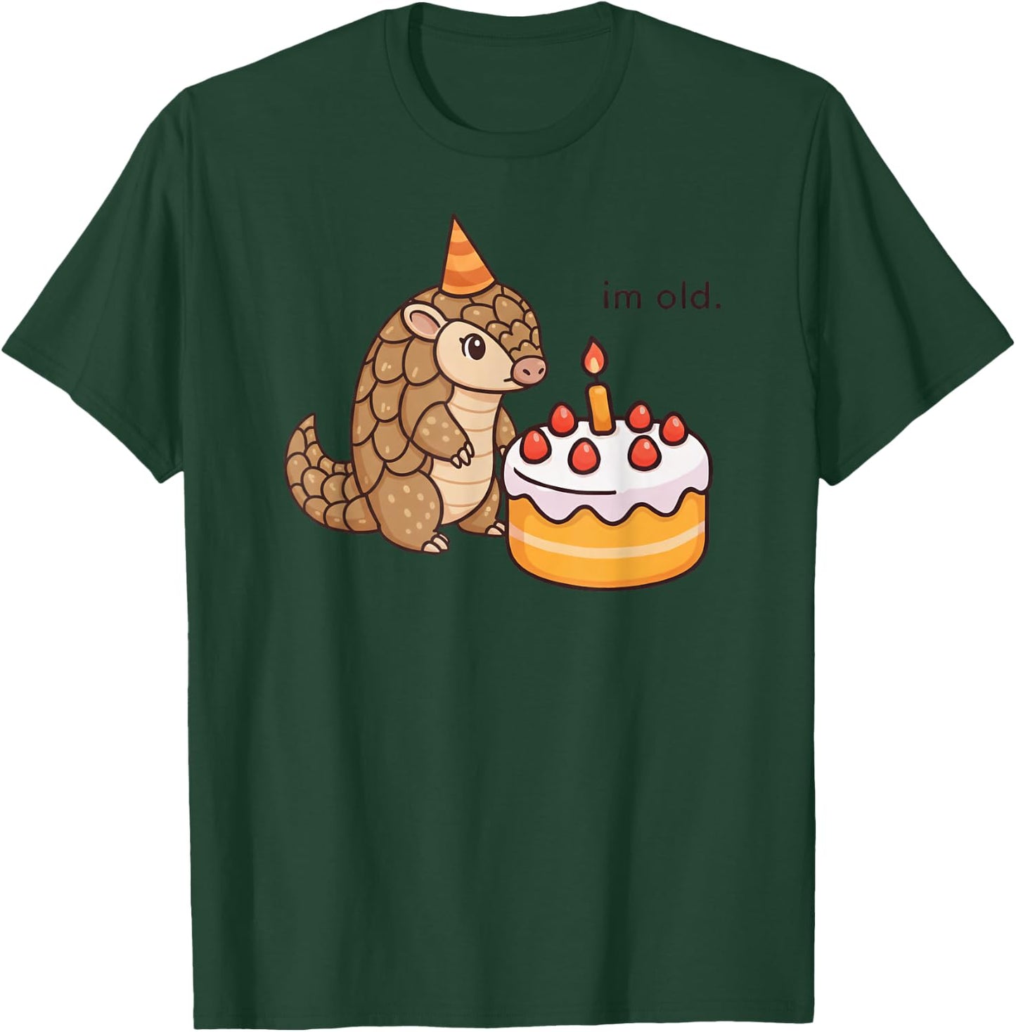 Funny Pangolin Birthday Im Old Bday Cake Animal Boys Girls T-Shirt - T-Shirt | Forest