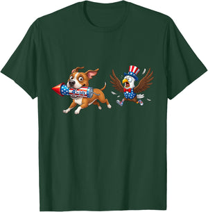 American Staffordshire Terrier American USA Flag 4th of July T-Shirt - T-Shirt | Forest