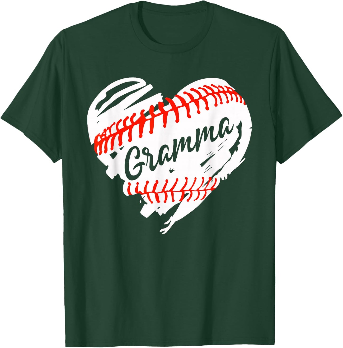 Baseball Heart Baseball Gramma Women Softball Mom Short T-Shirt - T-Shirt | Forest