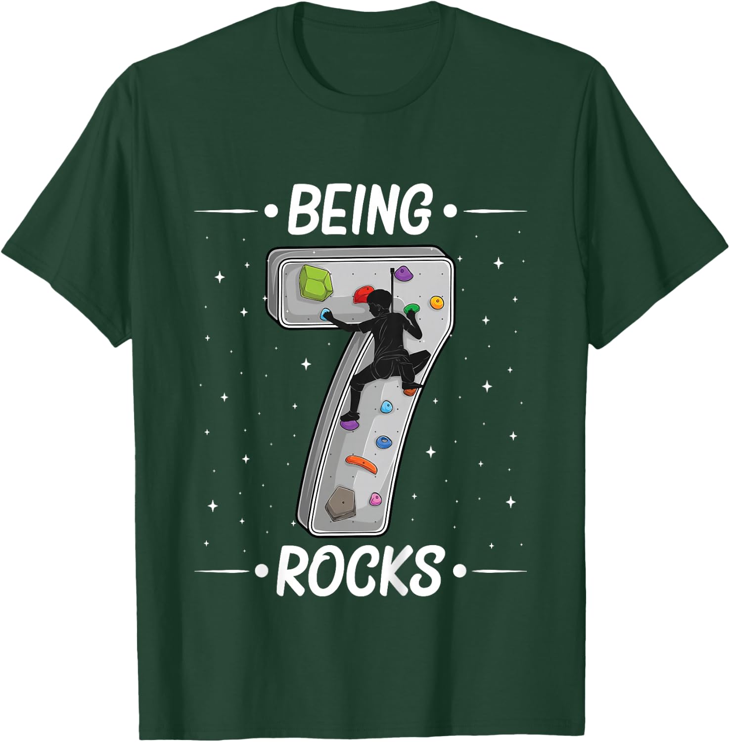 7 year old rock climbing 7th birthday Adventures Climber T-Shirt - T-Shirt | Forest