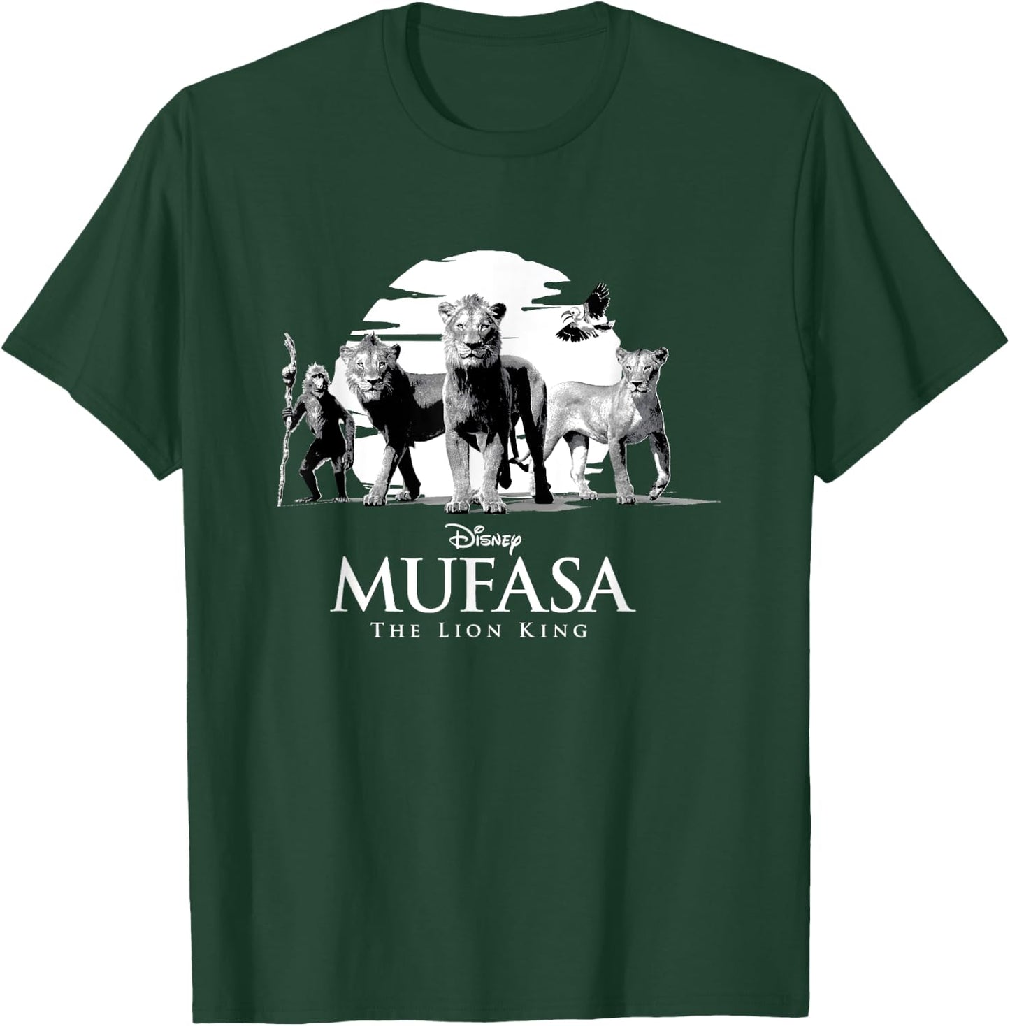 Disney Mufasa: The Lion King Monochromatic Sunset , Black, S T-Shirt - T-Shirt | Forest